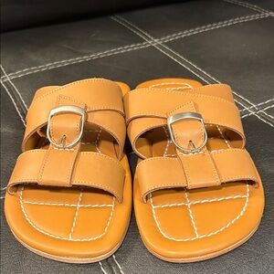 Free People Tan Sandals with Silver Buckles